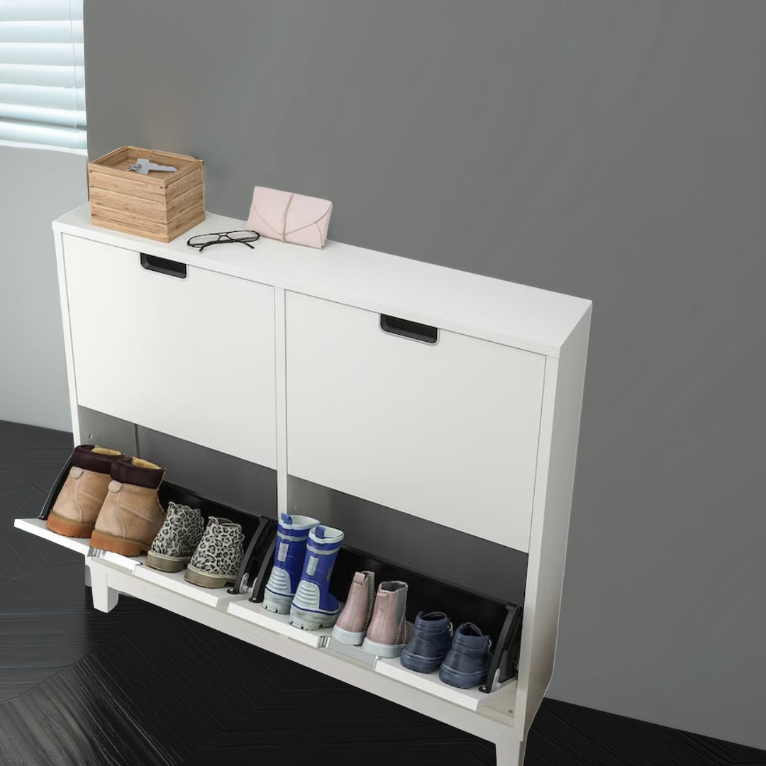 IKEA STALL Shoe cabinet with 4 doors, white, 96x17x90 cm