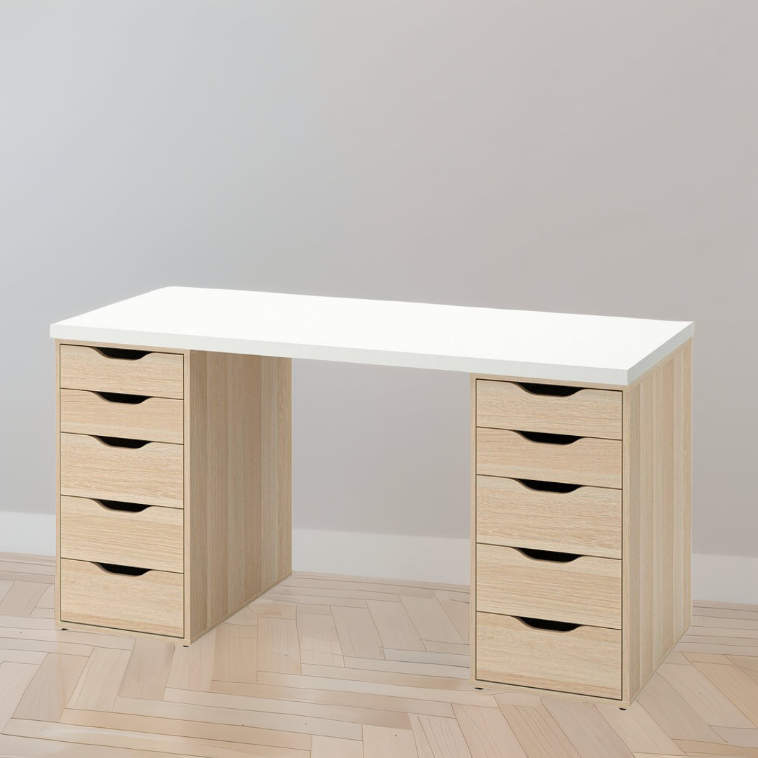 IKEA LAGKAPTEN / 2 ALEX Desk, oak/white, 140x60 cm