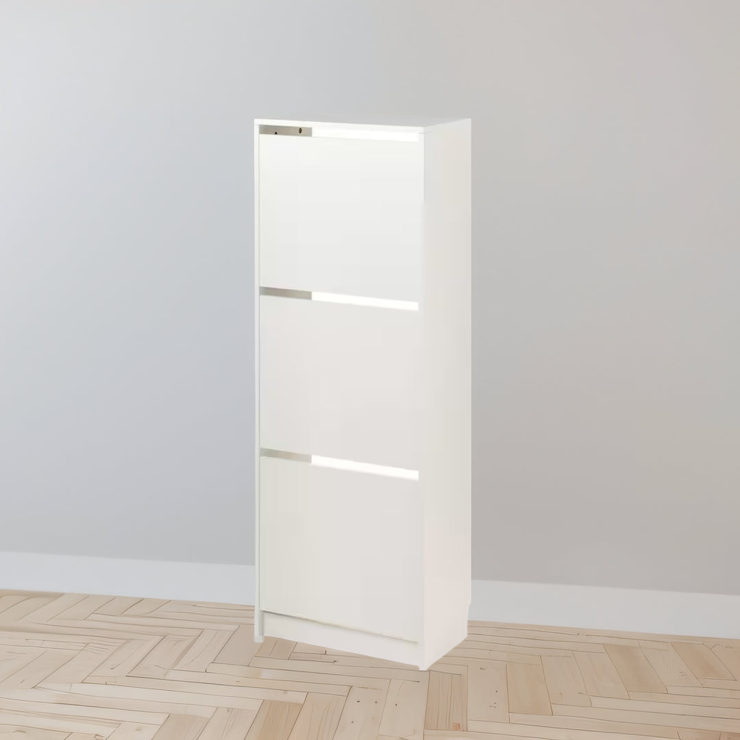 IKEA BISSA Shoe cabinet with 3 doors white 49x28x135 cm Good Furniture