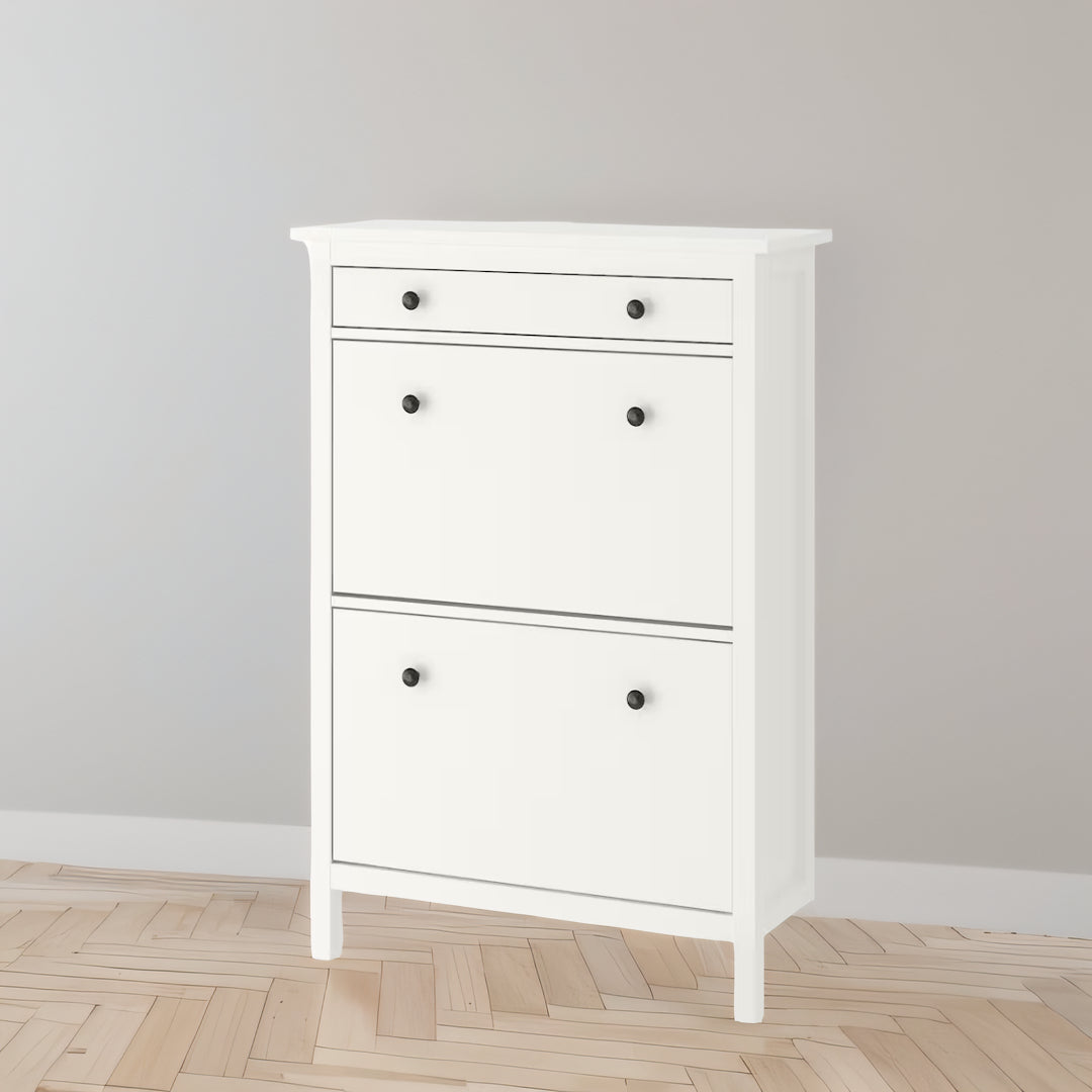 IKEA HEMNES shoe cabinet with drawer/2 doors, white, 89x30x127 cm