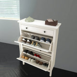 IKEA HEMNES shoe cabinet with drawer/2 doors, white, 89x30x127 cm