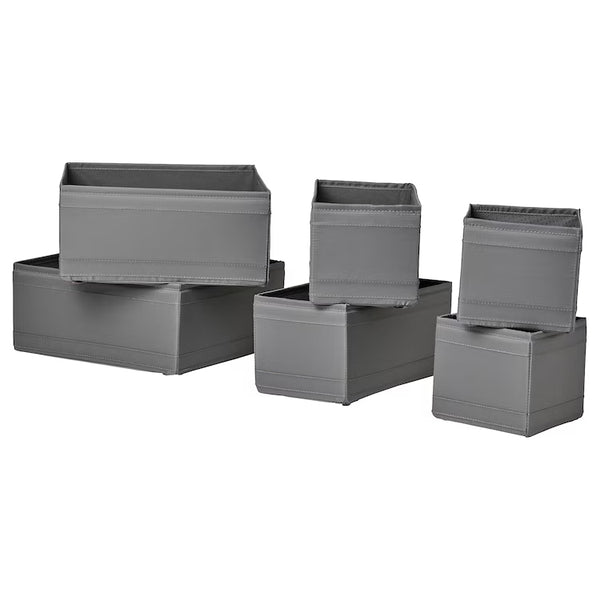 IKEA SKUBB Box, set of 6, dark grey