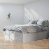 IKEA BRIMNES Bed with 4 drawers, white, Queen