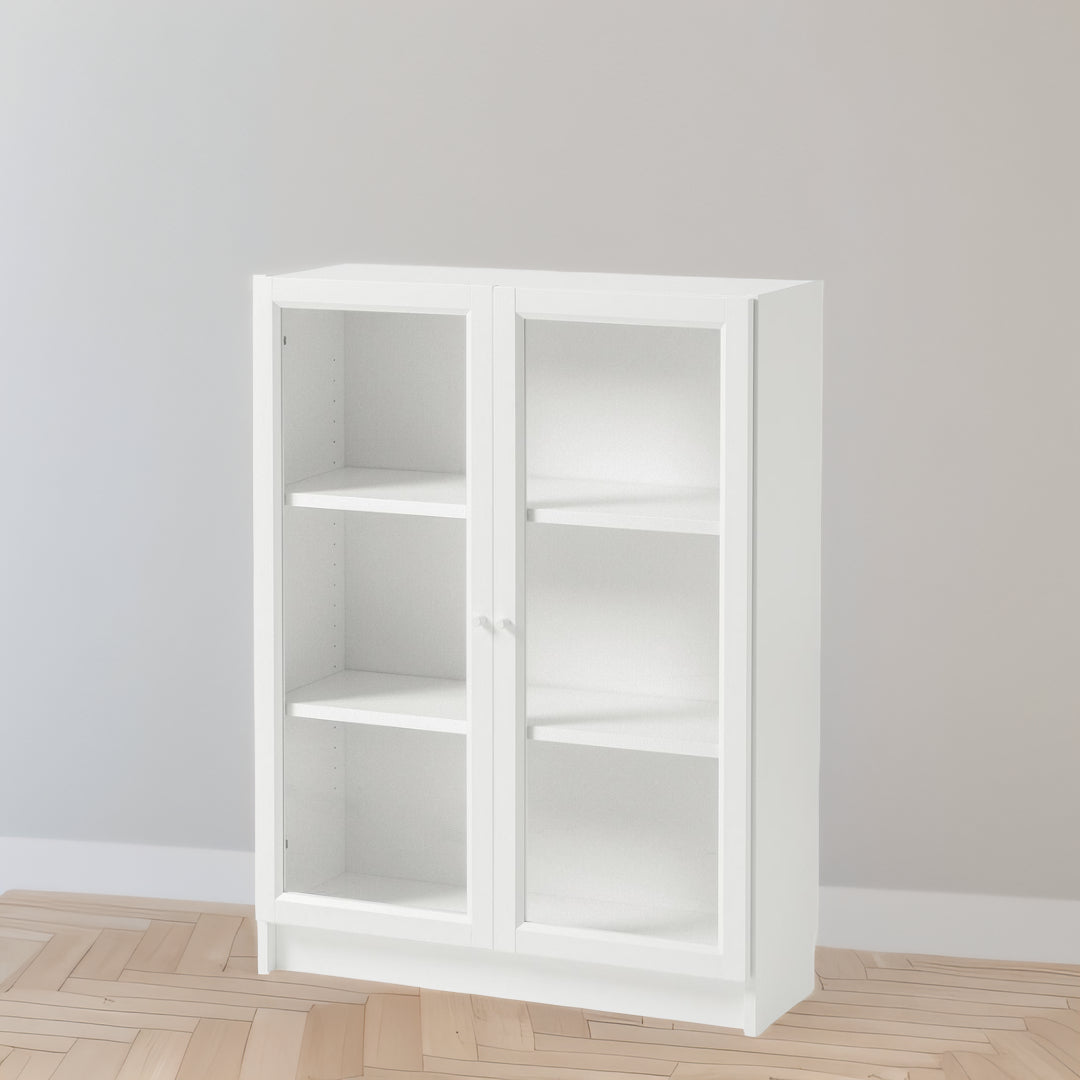 IKEA BILLY Bookcase with glass doors, white, 80x30x106 cm