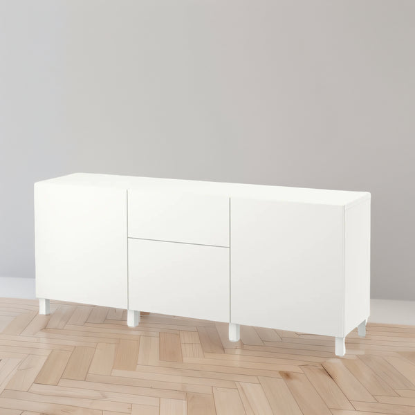 IKEA BESTA Sideboard w 2 doors/2 drawers, white, 180x42x74 cm