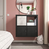 IKEA KALLAX Shelving with 2 doors, black-brown, 77x77 cm