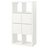 IKEA KALLAX Shelving with 4 doors, white, 77x147 cm