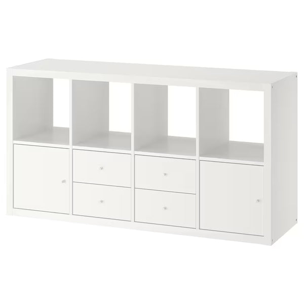 IKEA KALLAX Shelving with 2 drawers/2 doors, white, 77x147 cm