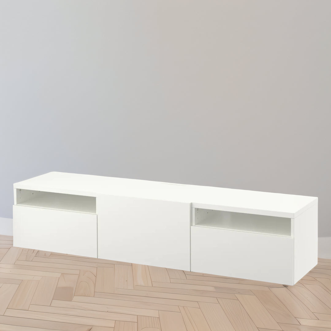 IKEA BESTA TV bench w door/2 drawers, white, 180x42x39 cm