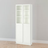 IKEA BILLY Bookcase with panel/glass doors, white, 80x30x202 cm