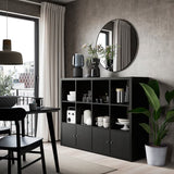 IKEA KALLAX Shelving with 4 doors, black brown, 147x112 cm