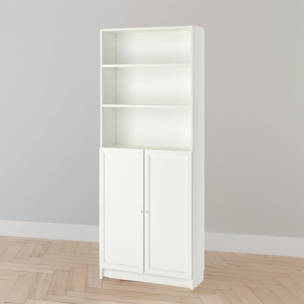 IKEA BILLY Bookcase with half doors, white, 80x30x202 cm