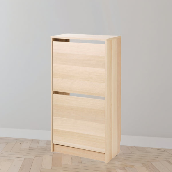 IKEA BISSA Shoe cabinet w 2 compartments, oak effect, 49x28x93 cm