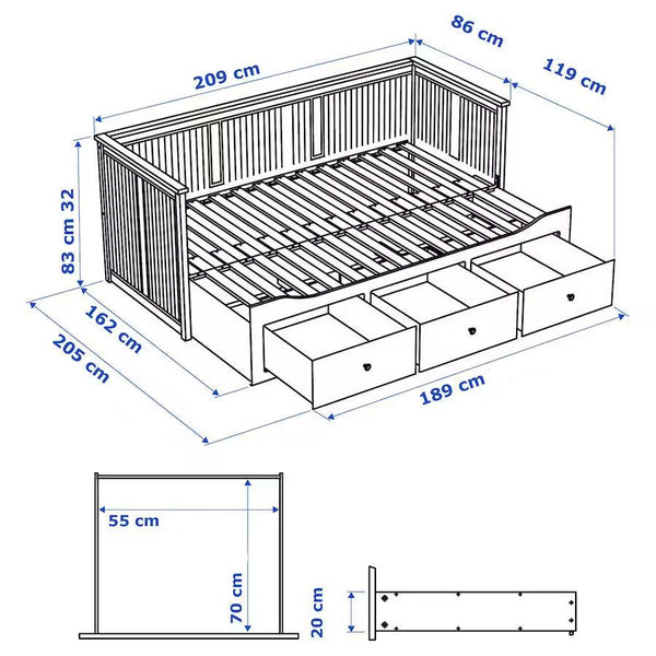 IKEA HEMNES Day-bed frame, white, 80x200 cm