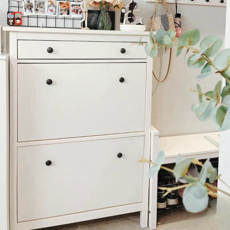  HEMNES shoe cabinet with 2 compartments, white, 89x30x127 cm