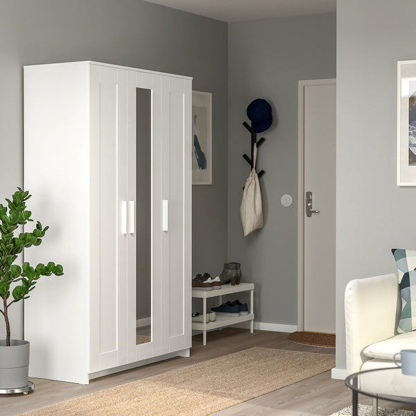 IKEA BRIMNES Wardrobe with 3 doors, white, 117x190 cm