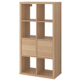 IKEA KALLAX Shelving with 2 doors, oak effect, 77x147 cm