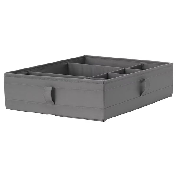 IKEA SKUBB box with compartments, dark grey, 44x34x11 cm