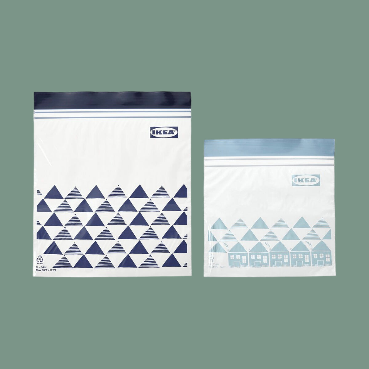 IKEA ISTAD resealable bag, patterned/blue, 60 pack