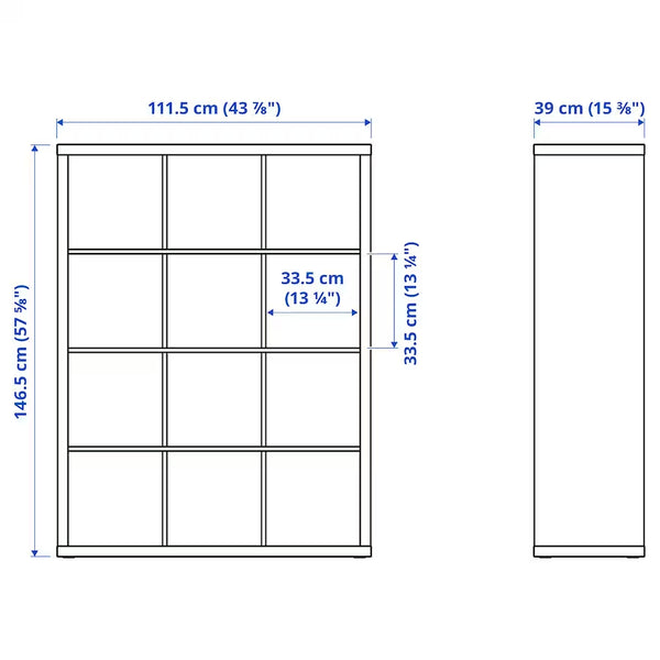 IKEA KALLAX Shelving unit 4x3, white stained oak, 112x147 cm (Sample clearance)