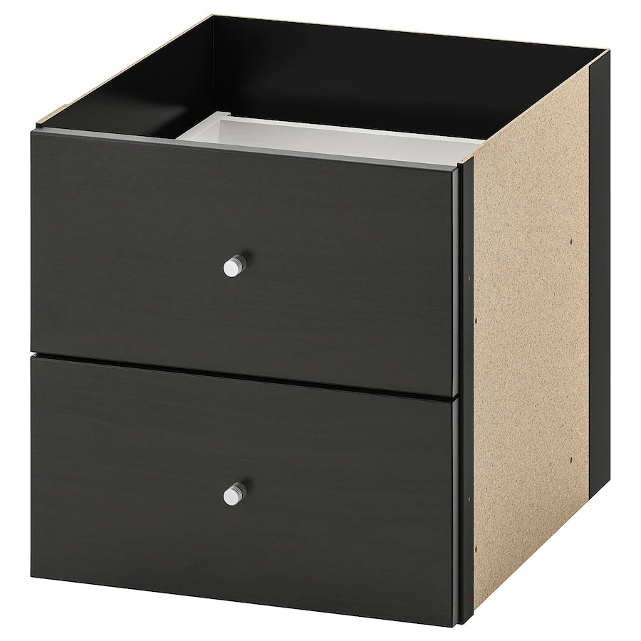 IKEA KALLAX Shelving with 2 drawers/4 doors, black-brown, 112x147 cm