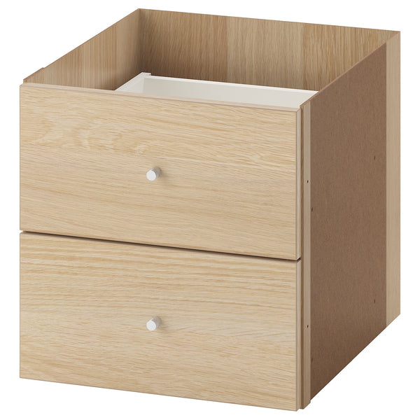 IKEA KALLAX Shelving with 2 drawers/2 doors, oak effect, 77x147 cm
