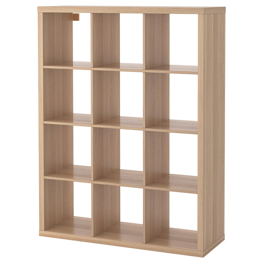 IKEA KALLAX Shelving unit 4x3, white stained oak, 112x147 cm (Sample clearance)
