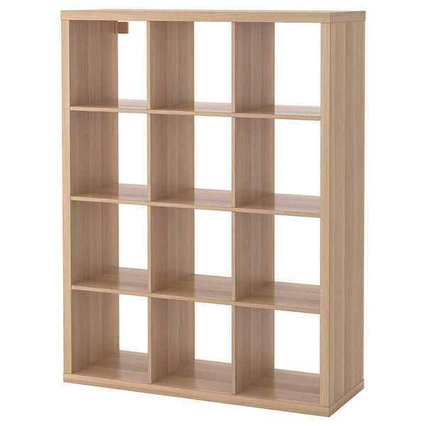 IKEA KALLAX Shelving unit 4x3, white stained oak, 112x147 cm (Sample clearance)