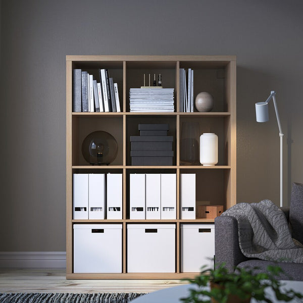 IKEA KALLAX Shelving unit 4x3, white stained oak, 112x147 cm (Sample clearance)