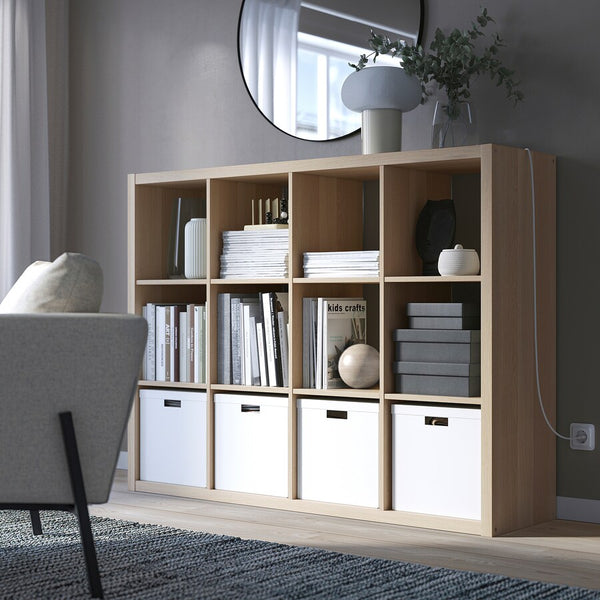 IKEA KALLAX Shelving unit 4x3, white stained oak, 112x147 cm (Sample clearance)