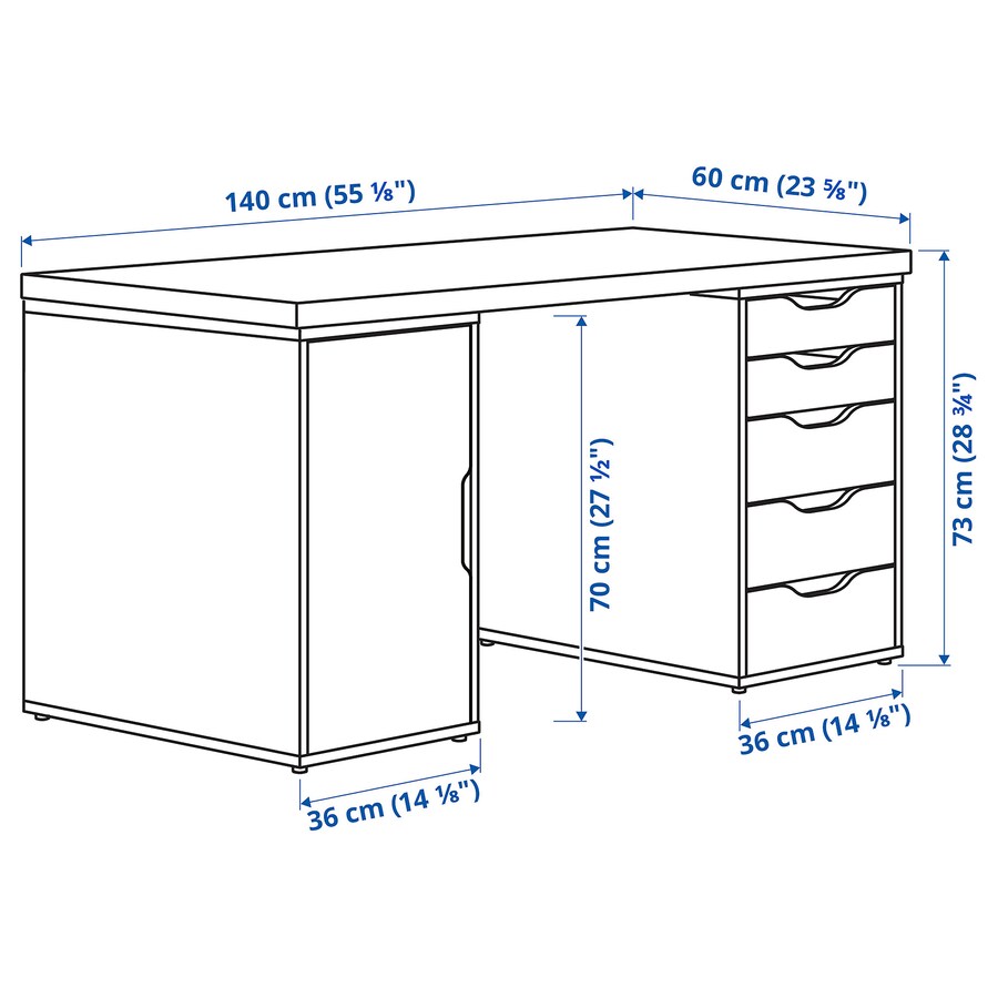 IKEA LAGKAPTEN / 2 ALEX storage desk, white,140x60 cm --- GOOD FURNITURE –  Good Furniture