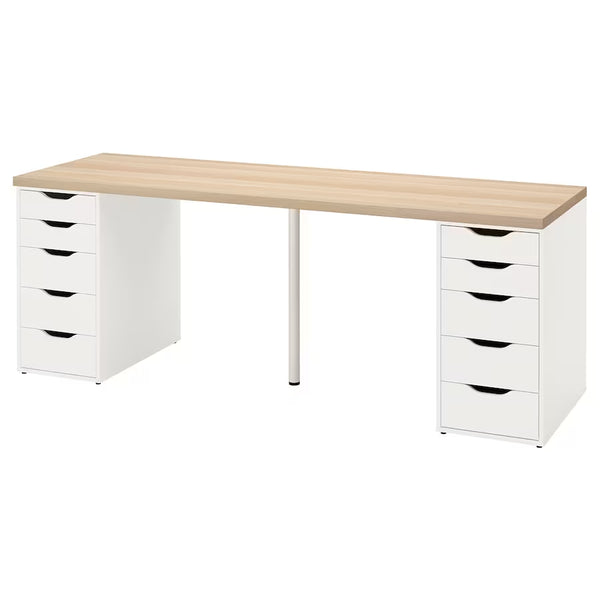 IKEA LAGKAPTEN / 2 ALEX Desk, 200x60 cm, oak/white