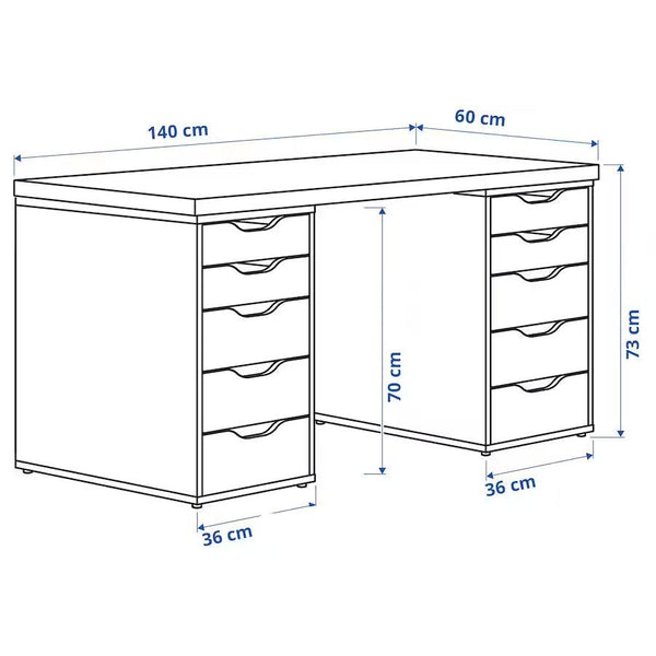 IKEA LAGKAPTEN / 2 ALEX Desk, white, 140x60 cm