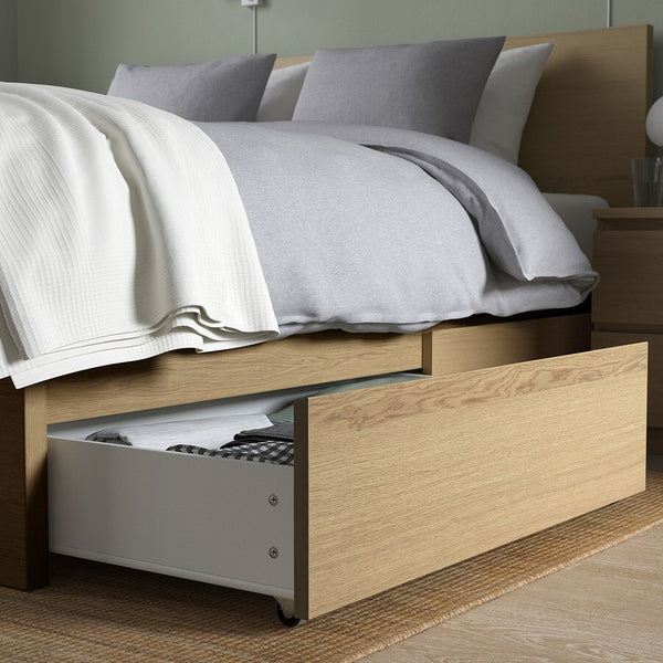 IKEA MALM Bed with 2 drawers, oak veneer, Queen