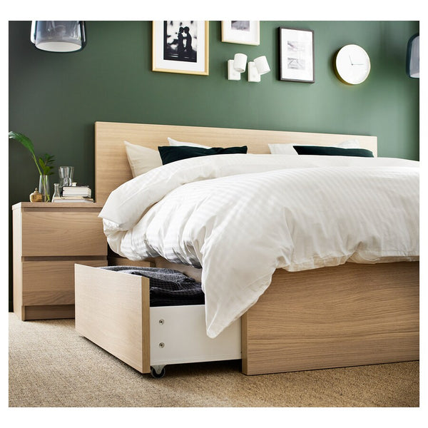 IKEA MALM Bed with 2 drawers, oak veneer, Queen