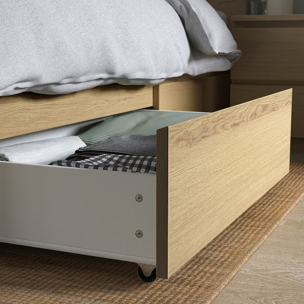 IKEA MALM Bed with 2 drawers, oak veneer, Queen