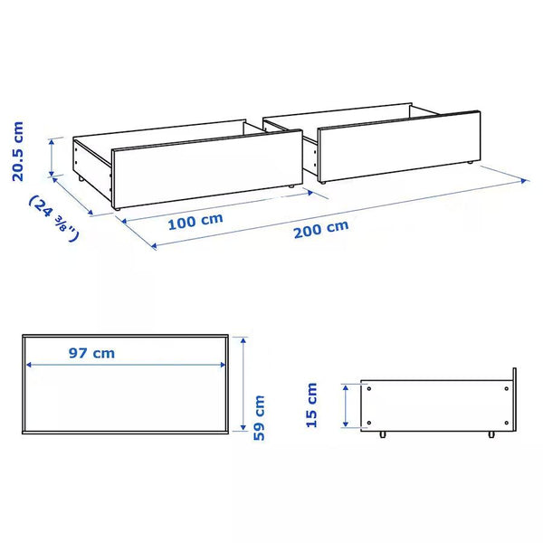 IKEA MALM Bed storage box, white, 2 pack