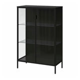IKEA RUDSTA Glass-door cabinet, anthracite, 80x37x120 cm