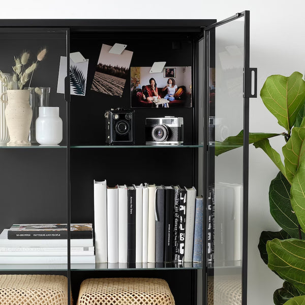 IKEA RUDSTA Glass-door cabinet, anthracite, 80x37x120 cm