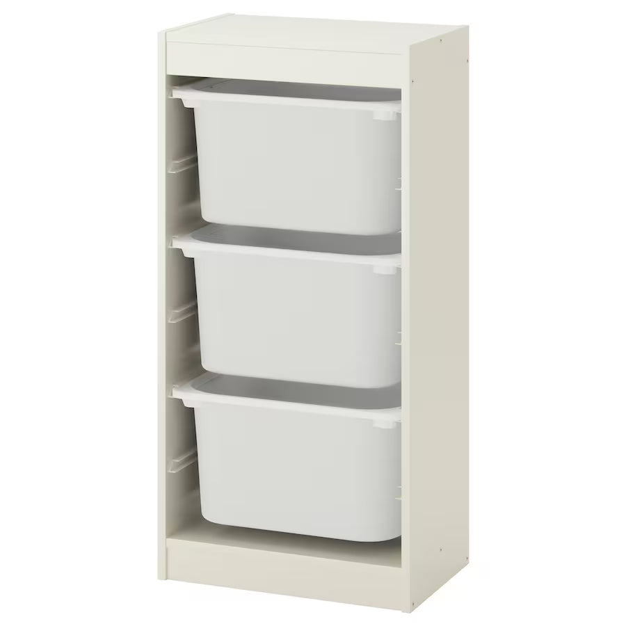 IKEA TROFAST storage with 3 boxes, white, 46x30x95 cm