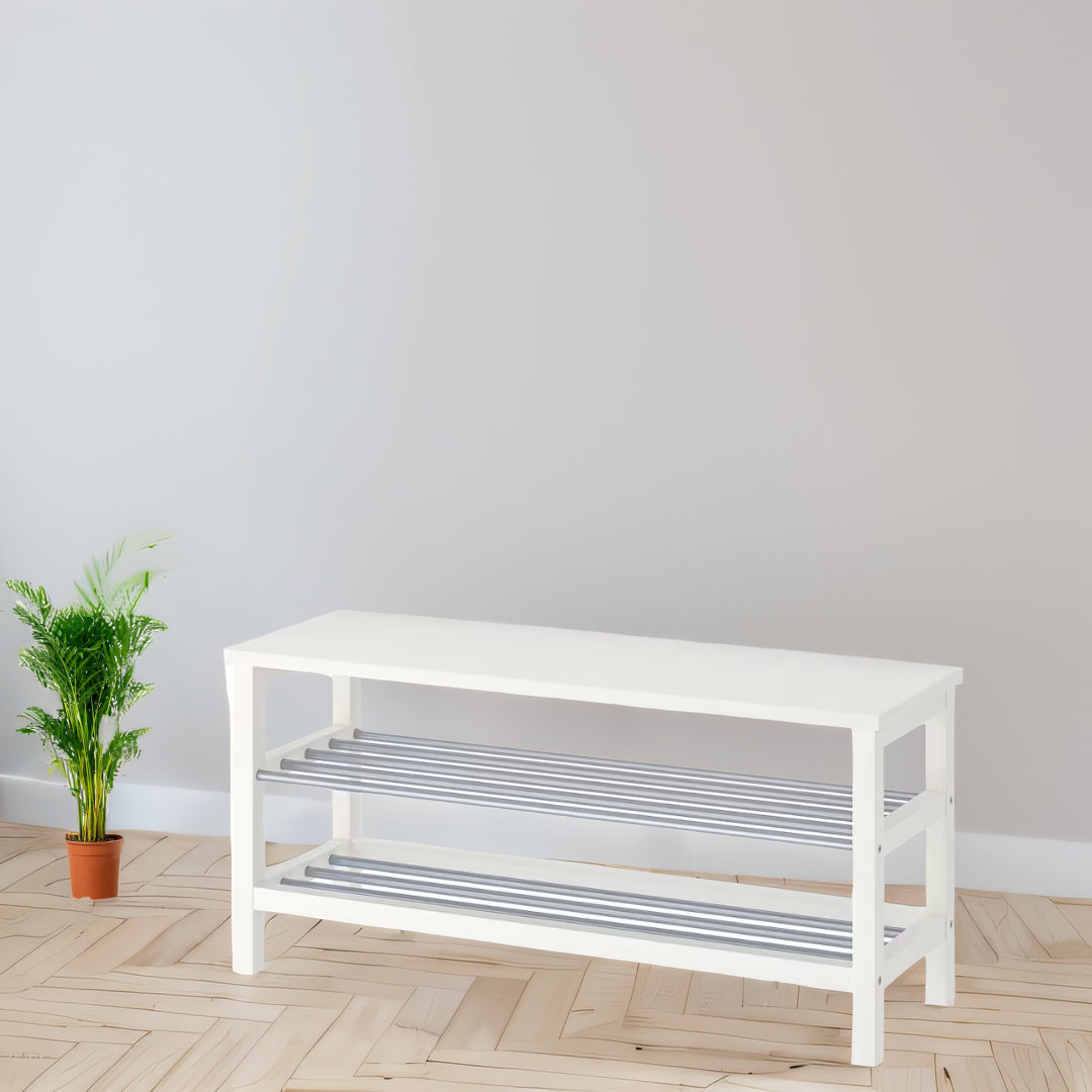 IKEA TJUSIG Bench with shoe storage, white, 108x34x50 cm