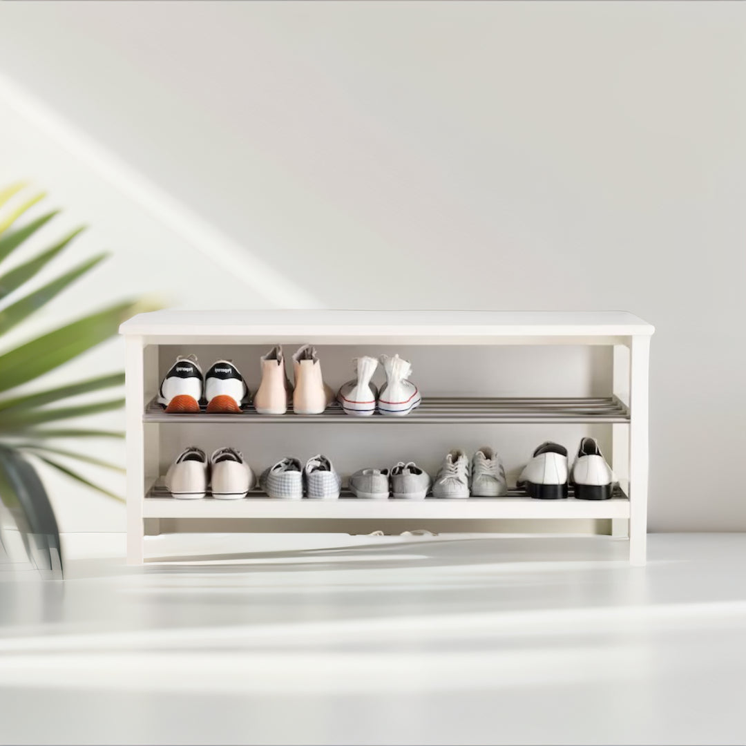 IKEA TJUSIG Bench with shoe storage, white, 108x34x50 cm