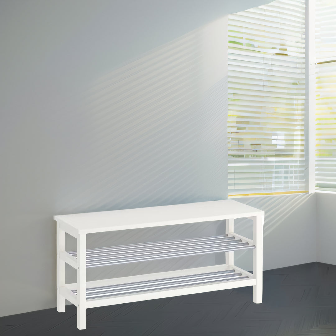 IKEA TJUSIG Bench with shoe storage, white, 108x34x50 cm