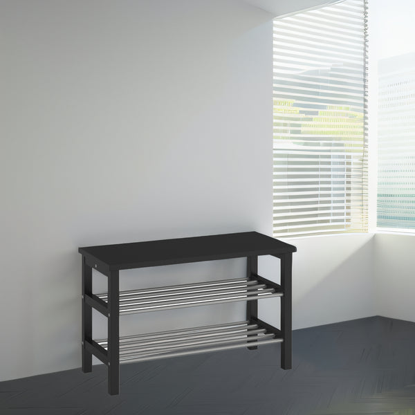 IKEA TJUSIG Bench with shoe storage, black, 81x34x50 cm