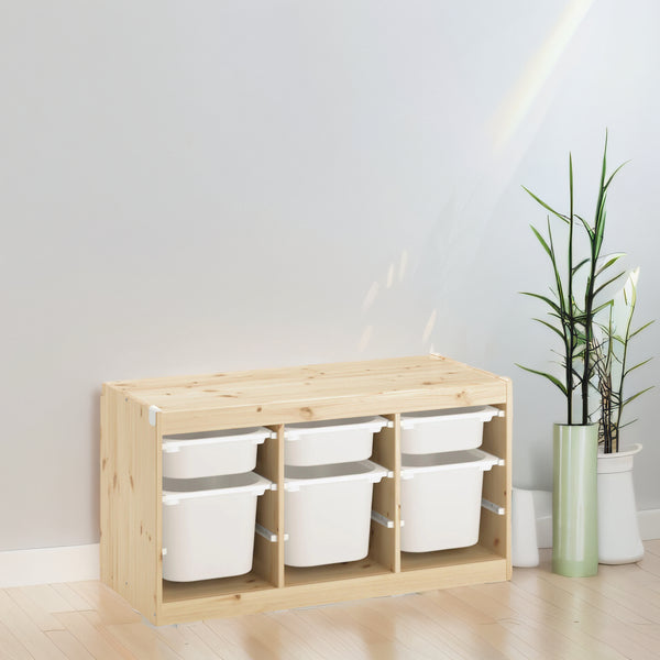 IKEA TROFAST Storage with 6 boxes, pine/white, 99x44x52 cm