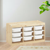 IKEA TROFAST Storage with 9 boxes, pine/white, 99x44x52 cm