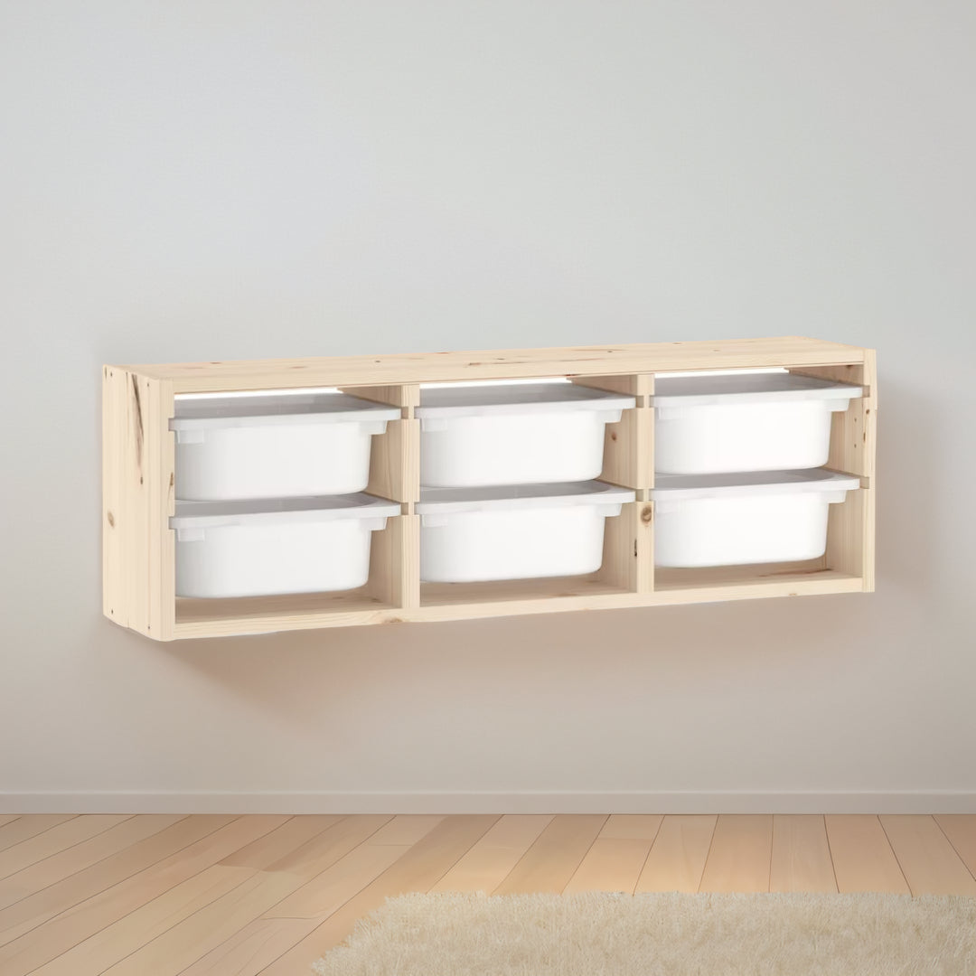 IKEA TROFAST Wall storage, light white stained pine/white, 93x21x30 cm