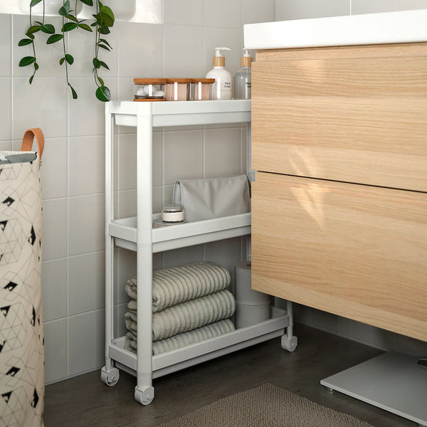 IKEA VESKEN Trolley, white, 54x18x71 cm