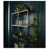 IKEA VITTSJO Shelving unit, black-brown/glass, 100x175 cm
