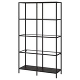 IKEA VITTSJO Shelving unit, black-brown/glass, 100x175 cm